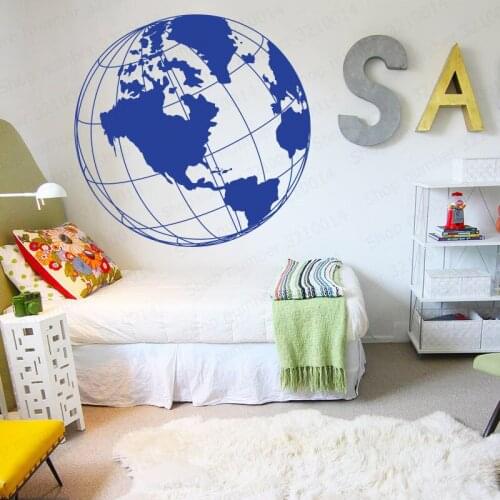 Earth pattern wall decor wall stickers living room custom color PVC wallpaper home decoration accessories for kids room PW37