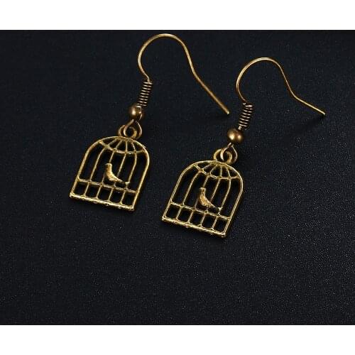 Trendy Vintage Bird Case Shape Dangle Earrings for Women Girl Retro Drop Earrings Cute Small Object Earring Jewelry Bijoux