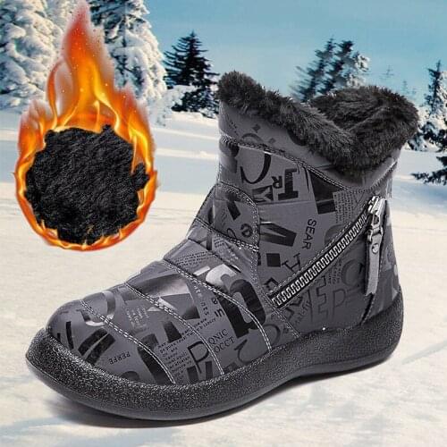 2020 Winter Women Snow Boots Flat Warm Fur Boots Women Slip on Waterproof Women Shoes Girl Rubber Boots Plush Winter Shoes Women