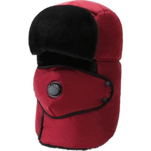 Winter Thick Earmuffs Hat Breathable Detachable Face Mask Hat Warm Windproof Solid Color Ear Cap Fashion Adult Leifeng Cap