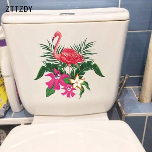 ZTTZDY 23.3×22.5CM Flamingo Creative Cartoon Kids Room Wall Stickers Toilet WC Decor Accessories T2-1210