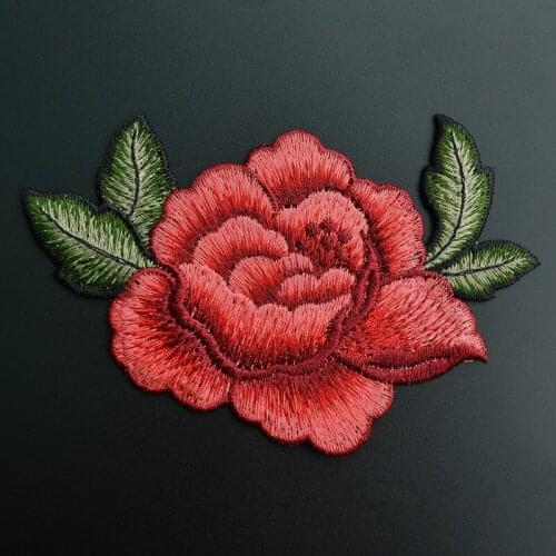 1Pcs Rose Flowers Sew On Patches For Clothing Embroidered Appliques Stick Fabric Badges DIY Apparel Accessories