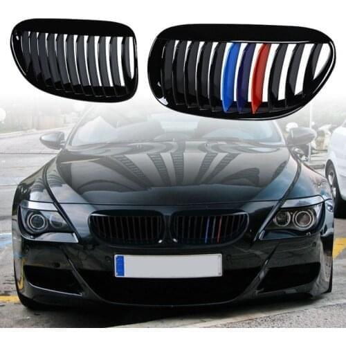 2pcs car front Grilles Gloss Black M Color Grille accessories parts For BMW E63 E64 650i 645Ci M6 04-10 Coupe Convertible