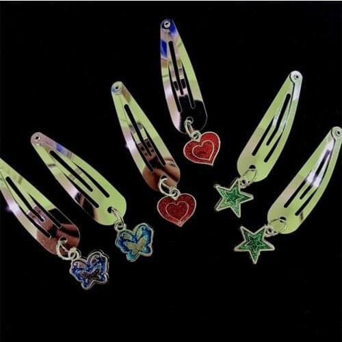 2pcs Vintage Punk Metal Hair Clip BB Clip Color Butterfly Star Love Heart Girl Headdress Accessories Hairpin Y2K Women Hair Pins