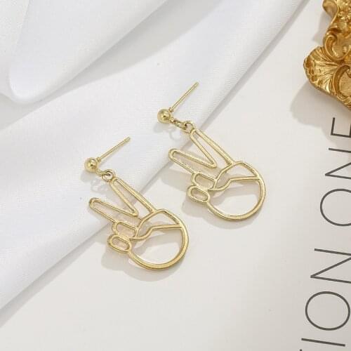 20 pair/lot fashion jewelry metal hand victory gesture dangle earrings for women