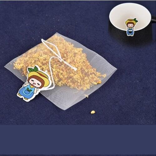 50Pcs/Lot New Corn Fiber Tea Bags Filter Folded Empty Scented With Cartoon Tag