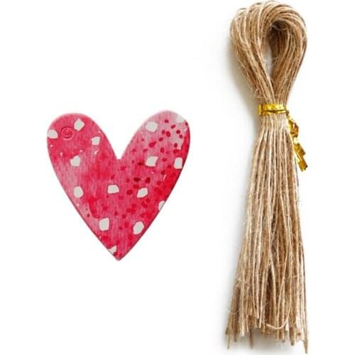 50Pcs Sweet Pink Love Gift Tags DIY Heart Hang Tags Lovers Valentines Day Kraft Gift Tags Labels with String Wrap Kit