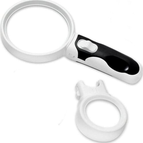 5X 10X 2pcs Lenses LED Illluminated Old Man Reading Magnifying Glass Magnifier Handheld Educational Gift Toy Reading Glasses