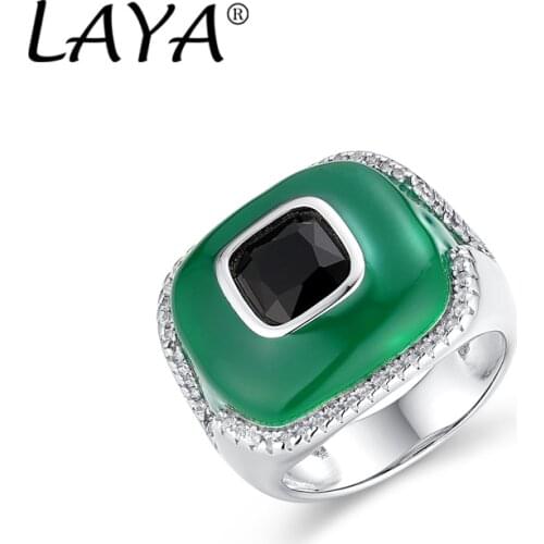 925 Sterling Silver Fashion Retro Style High Quality Zircon Created Crystal Glass Enamel Ring For Womens Party Classic Jewelry