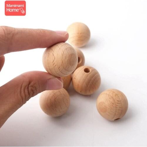100pc Wooden Beads 8-20mm Beech Baby Teether DIY For Nursing Bracelets Customized Necklace For Kid Wooden Blank ChildrenS Goods