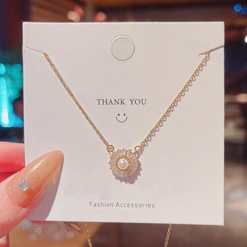 Trendy Simple Zircon Sun Flower Pendant for Women Delicate Design Necklace Female Titanium Steel Elegant Clavicle Chain Chokers