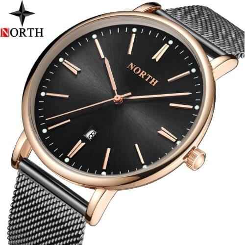 NORTH Luxury Brand Men Watches Fashion Stainless Steel Business Quartz Watch Men Date Sport Waterproof Wristwatches Male Clock