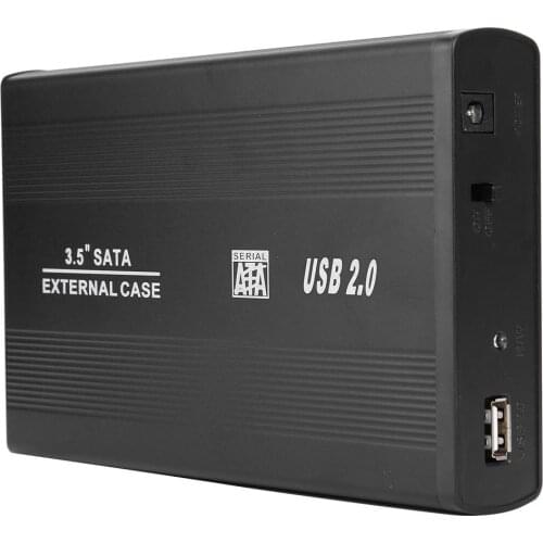 3.5 inch Hard Disk Case SATA to USB 2.0 External Hard Drive Enclosure Adapter HDD SSD Case with EU Adapter