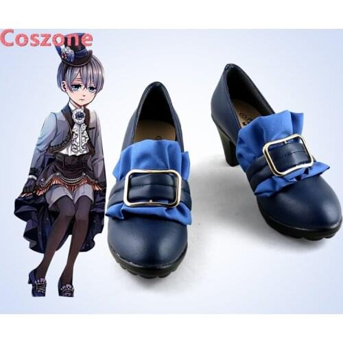 Black Butler Ciel Phantomhive Blue Cosplay Shoes Boots Halloween Carnival Cosplay Costume Accessories