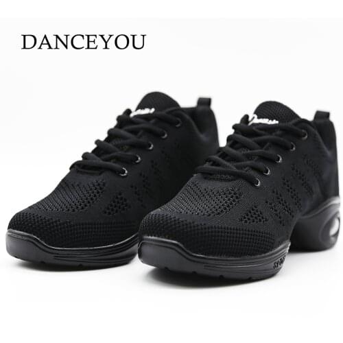 DANCEYOU Modern Dance Shoes for Women Training Gym Ballroom Dancing Shoes For Girls Jazz Sport Hip-Hop Soft Outsole Sneakers
