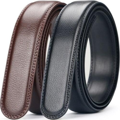 No Buckle Designer Mens Belts Body 3.5cm Wide Cowskin Genuine Leather High Quality Waistband Men Automatic Belt Strap KZM012
