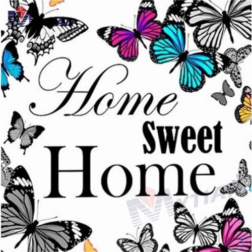 Home Sweet Home Butterflies,5D Diamond Painting Art Kit,Full Square Round Drill Mosaic 3D Diamond Embroidery Wall Sticker Decors