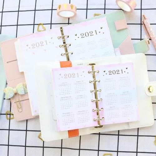 Domikee Cute candy 2021 year calendar divider for 6 rings binder agenda planner spiral notebooks accessoires stationery A5A6A7
