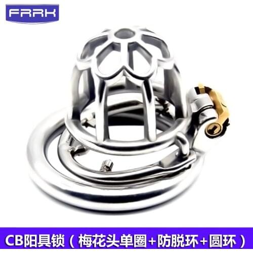 FAAK Mens Metal Chastity Belt Dildo lock SM gay sex games penis ring Alternative irritating toys Penis cage Penis lock Sex Shop