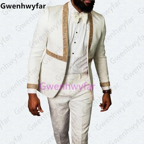 Gwenhwyfar Latest Design One Button Ivory White Men Suits 2 Pieces Costum Homme Groom Wedding Terno Masculino Slim Blazer Pants