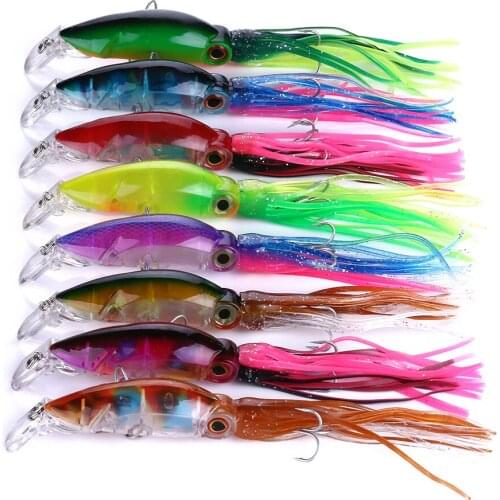 HENGJIA 8pcs Isca Artificial 10cm/16.6g Diving Crankbaits Octopus Squid Fishing Lures Wobbler Carp Fishing Pesca Jig with Box