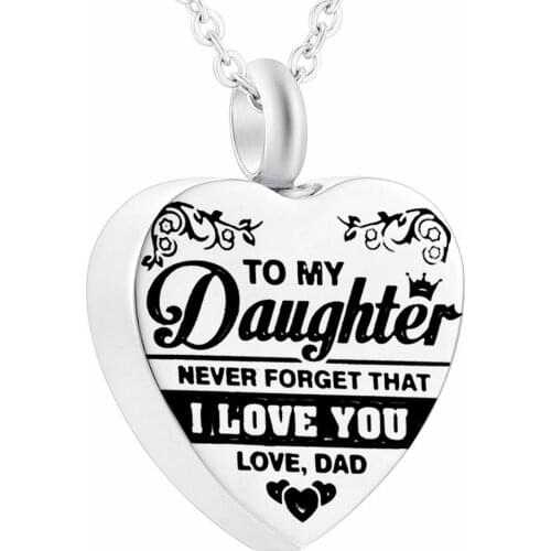 Stainless Steel Memorial Necklace Urn for Dad Daughter Cremation Pendant Jewelry with Filler Kits