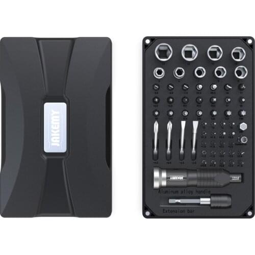 JAKEMY 60 in 1 JM-6125 Household Screwdriver Set Magnetic S2 Bits with Aluminum Alloy Handle Connector Socket and Extension Bar
