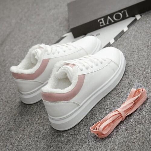 Womens Shoes Winter Women Boots Warm Fur Plush Lady Casual Shoes Lace Up Fashion Sneakers Zapatillas Mujer NVXUE32