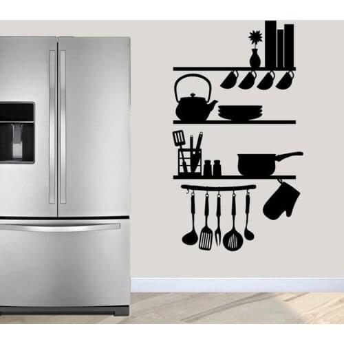 Kitchen Utensils Shelves Wall Decal Abstract Art Removable Wall Art Home Decoration Vinyl Wall Stickers Modern Mural S448