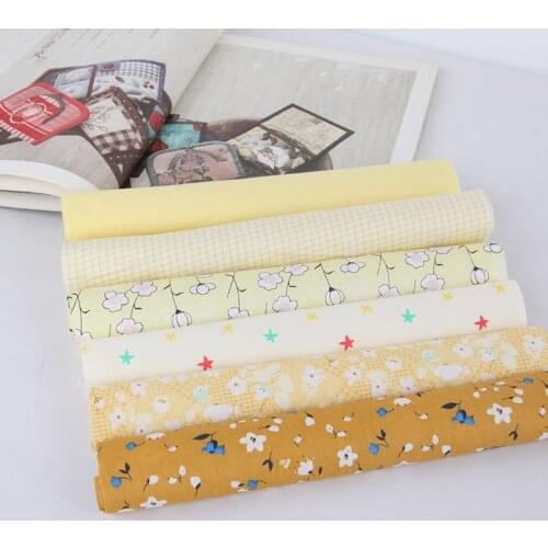 DIY patchwork fabrics 25*25CM yellow twill cotton fabric Handmade Sewing Quilting doll dress Cloth Home Needlework Material