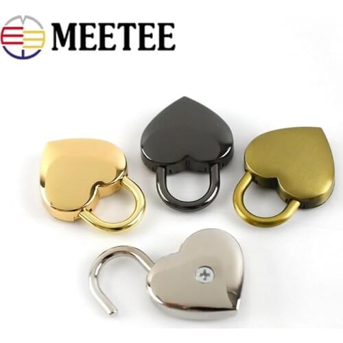Meetee 2/4pcs 25X34mm Heart-shaped Keyless Spring Lock Clasp Locker Decor Padlock DIY Cabinet Jewelry Spring Pull Lock Buckle