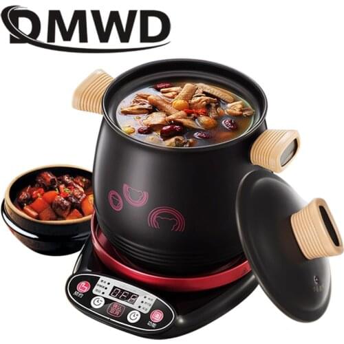 DMWD Household 3.0L Electric Multifunctional cooker Microcomputer Stew soup timing ceramic porridge pot 500W Black