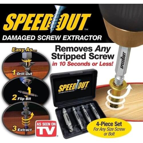 1 set = 4pcs Double Side Drill Out Damaged Screw extractor set tool Guide Drill bit Removal Broken Bolts Easy Out power tools