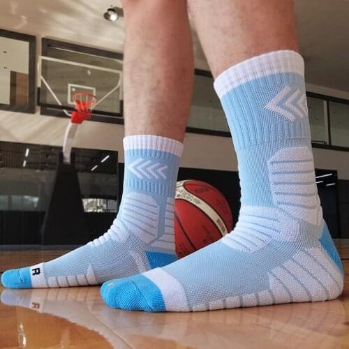 1 Pair Sports Socks Thickened Towel Bottom Non-slip Breathable Colorful Outdoor Running Cycling Basketball Middle meia ciclismo
