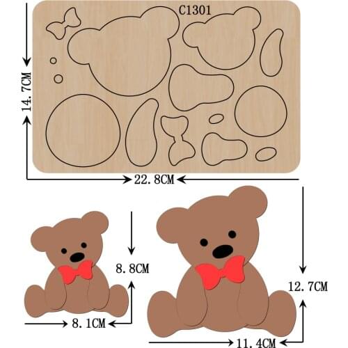 New Bear Wooden die Scrapbooking C-1301 Cutting Dies Multiple sizes