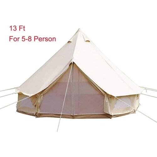 Family Hiking 4 Season Waterproof Tent Outdoor Luxury Canvas Camping Bell Survival Hunting Glamping 16FT(5M) for 8-10 Person