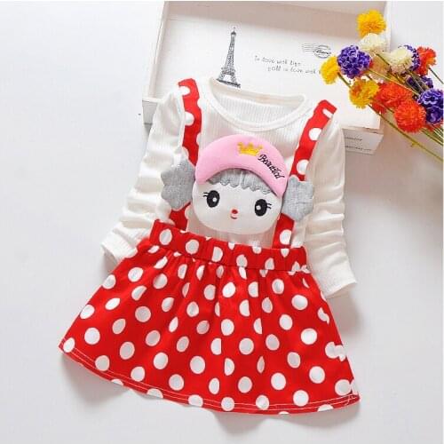 BibiCola long sleeve baby girl Dress 2019 New Casual Autumn Baby Clothes Long Sleeve Plaid Bear Straps Fake Two Piece Dress