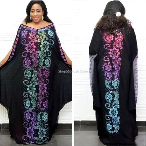 Bazin african dresses for women saty dashiki chiffon summer dress women robe africa Ladies clothing colorful rhinestone dress