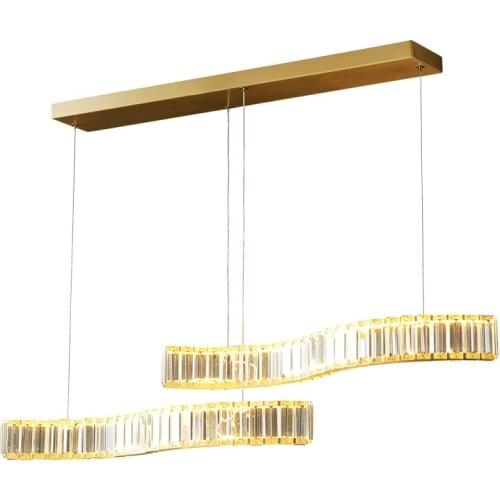 Postmodern light luxury minimalist copper crystal dining room chandelier personality home creative bar table chandelier