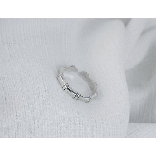 S925 Sterling Silver Fashion Personality Retro BBK Rose Bamboo Couple Open Ring
