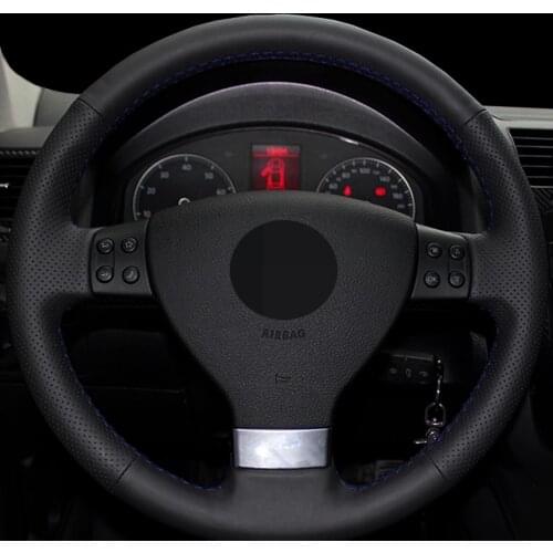 DIY Artificial Leather Black Car Steering Wheel Cover For Volkswagen Golf 5 Mk5 VW Passat B6 Jetta 5 Mk5 Tiguan 2007-2011
