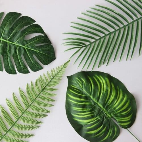 Pretty 1pc Artificial Tropical Palm Leaves Simulation Leaf For DIY tropical Hawaiian Theme Party Home Garden Wedding decoration