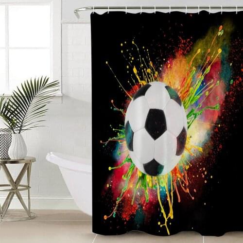 Football Sport Shower Curtain Bathroom Decorative Waterproof Polyester Fabric Curtain for Bathroom
