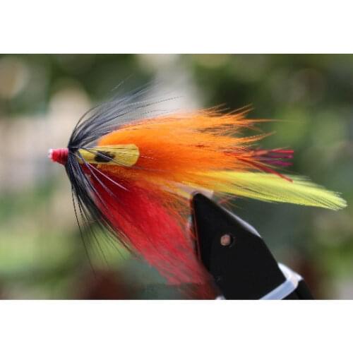 Tigofly 24 pcs/lot Orange Body Yellow Tail Tube Fly Streamer Fly Salmon Trout Steelhead Fly Fishing Flies Lures