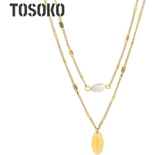 TOSOKO Stainless Steel Jewelry Handmade Oval Brand Freshwater Pearl Multi Layer Lapped Necklace Lady Elegant Necklace BSP749