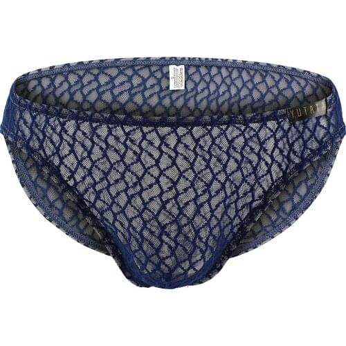 2021 Brand Men Sexy Underwear U Bugle Mesh Sheer Low Waist Solid Briefs Transparent Lingerie Male Gay Breathable Underpants