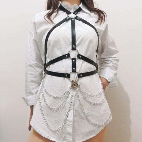 Usexy Lingerie Body Chain Leather Harness Women Garters Belt Suspender Underwear Straps Bustier Punk Gothic Accessories портупея