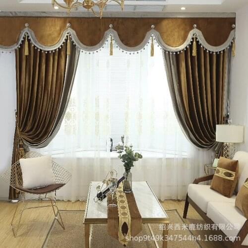 High-end Dutch Velvet Blackout Curtain European-style Flannel Curtains for Living Room Bedroom Luxury Valance Curtain Custom