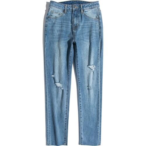 Spring Autumn Women Basics All-match Comfortable Water Washed Denim Cotton Elastic Jeans Pencil Pants