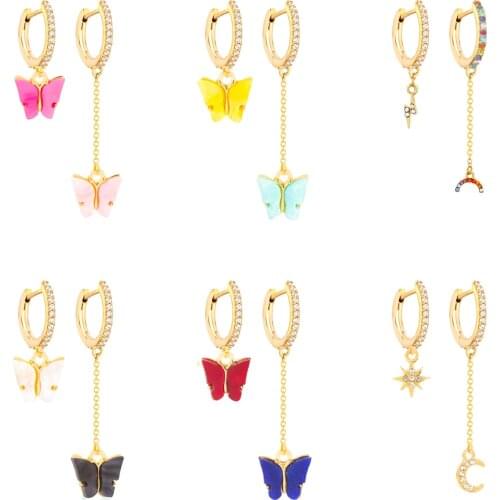 Wholesale Various Shaped Female Fashion Moon Bowknot Drop Dangle Earrings for Women Metal Party Jewelry Accessory Girl Gift